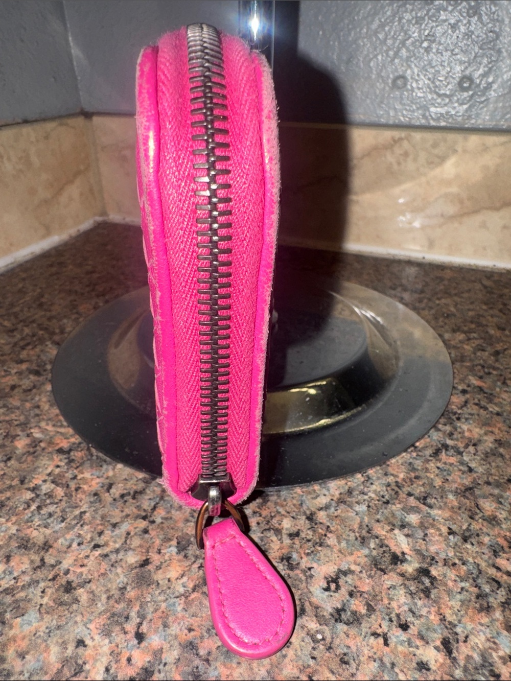 Bottega Veneta rare Barbie Pink Intrecciato Woven Leather Long Wallet EUC - Picture 6 of 8